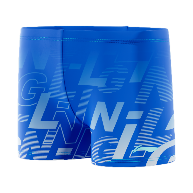 Li-Ning Children's Swim Trunks, Boys' Youth Professional Training Boxer Swim Shorts, Hot Spring Swimming Equipment, 0121 Blue, Size 160