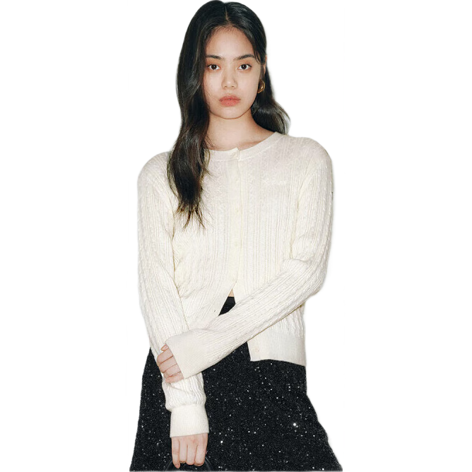 Peacebird Women's Knitwear Miu Series Cable Knit Spring Slim Fit Sweater Textured Elegant Off-White M