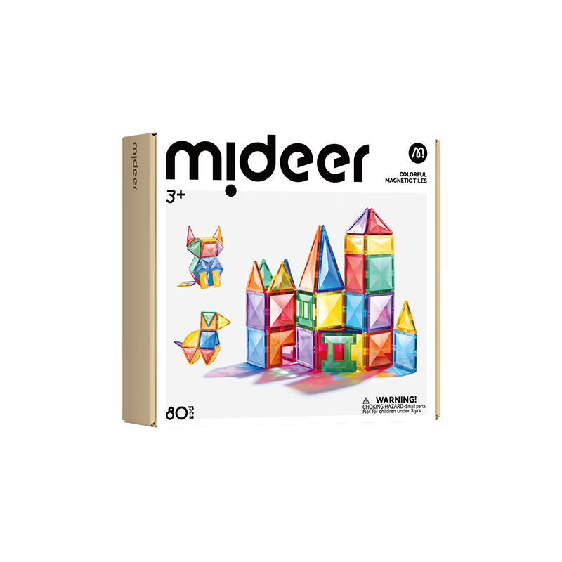 MiDeer Children's Toy Magnetic Building Blocks, Assembly Set for Boys And Girls, Gift Box with Light And Shadow Art Magnetic Tiles - 80pcs, Children's Gift