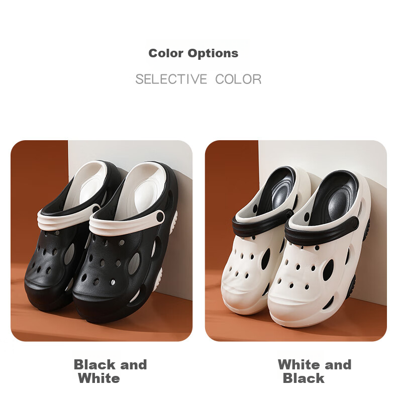 CARTELO Men's Perforated Shoes, Summer Sandals, Outdoor Dual-Wear Slippers, Fashionable Beach Shoes for Men, 1470 Black And White, Size 42-43 2