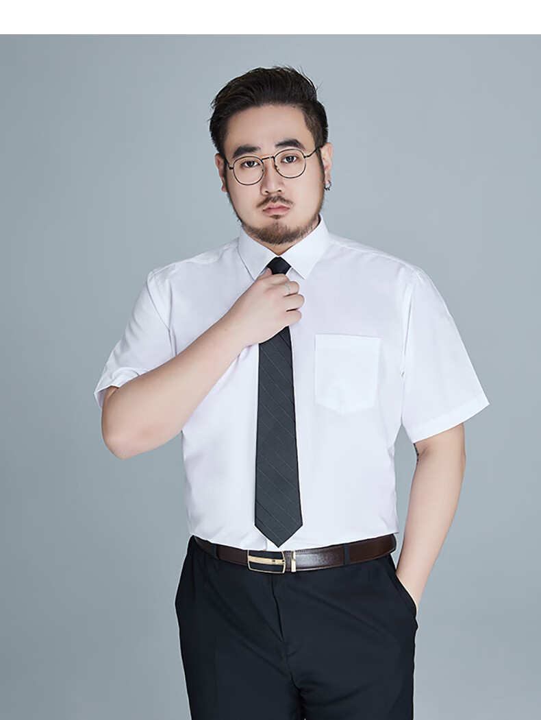 Ayoupang Summer Short-Sleeve Large-Size Pure Cotton Shirt, Loose-Fitting Business Formal Wear, Breathable Comfortable All-Cotton Casual White Shirt for Me 14