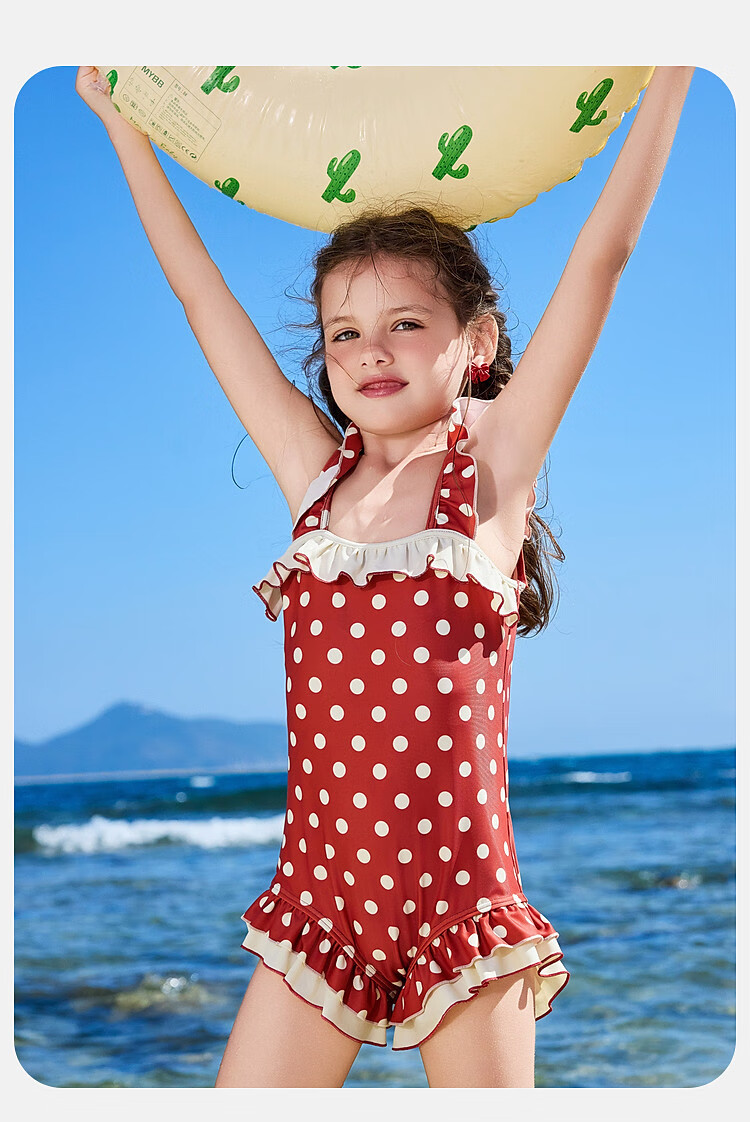 ASK JUNIOR Kids Sunscreen Swimsuit Summer Girls Teen Hong Kong Style One-Piece Swimwear Youth Beach Vacation 160 4