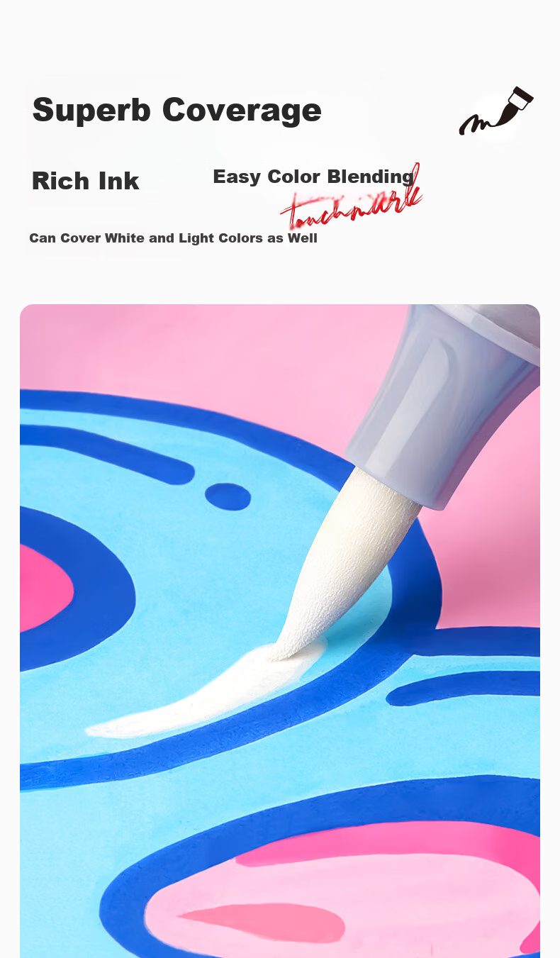 Touch Mark 48-Color Direct Liquid Soft-Tip Acrylic Markers, Large Capacity Watercolor Pens with Intelligent Ink Control, Non-Translucent Colors, Birthday Gift for Students, Children, Boys And Girls 10