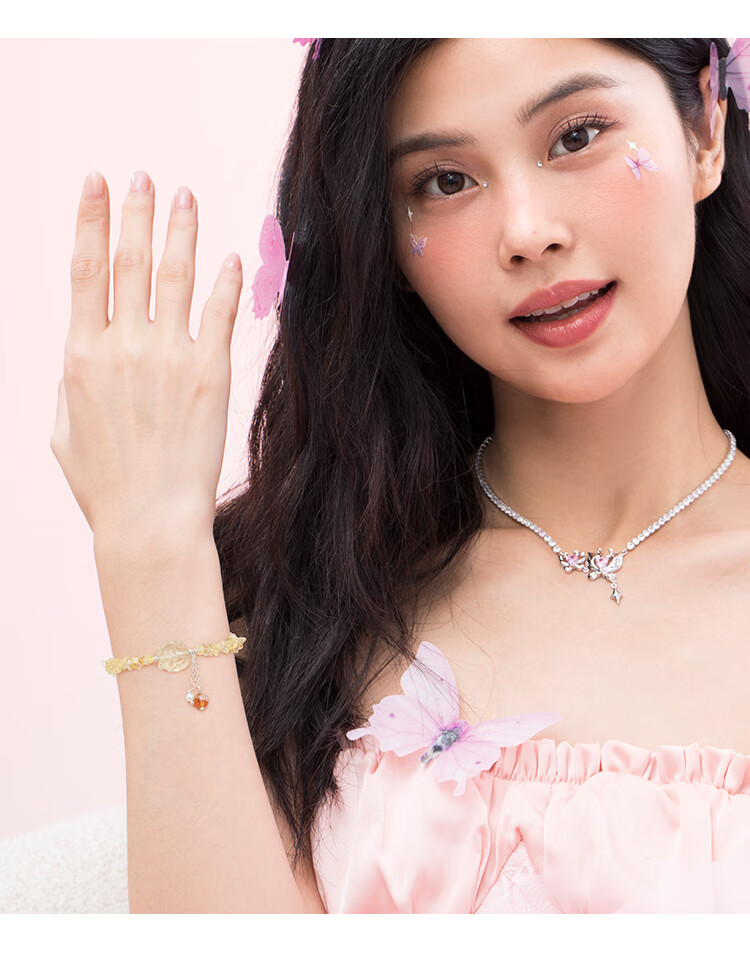 Clect Yellow Crystal Bracelet for Women, Versatile And Sweet Hand Jewelry, National Trend Light Luxury Fashion Birthday Gift for Girlfriend 4