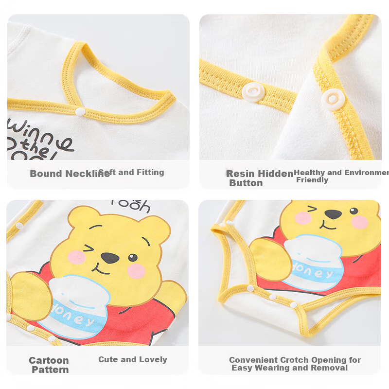 Disney Baby Clothes Onesie, Newborn Bodysuit, Full Moon Baby A-Class Pure Cotton Romper Pajamas for Spring And Autumn Seasons