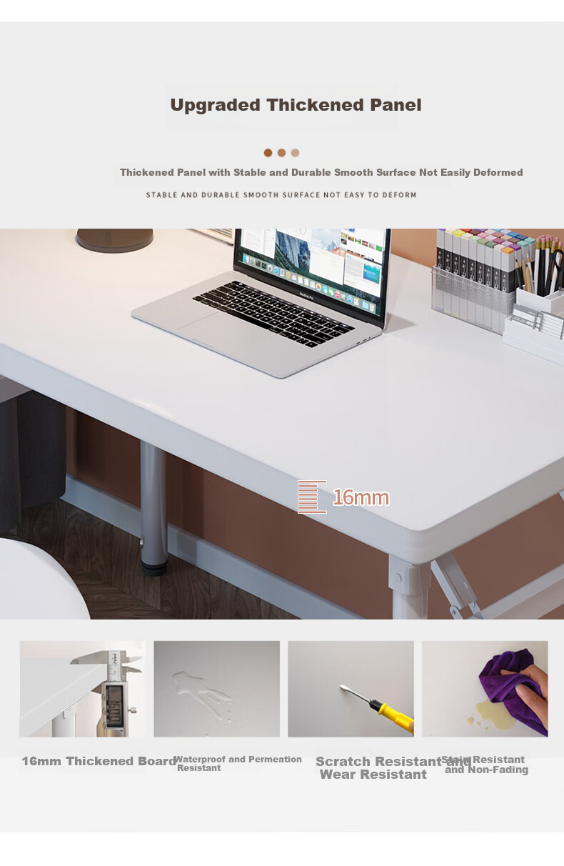Quanpinwu Foldable Desk, Computer Table, Desktop Student Long Table, Bedroom Simple Writing Desk, Study Desk, Office Desk 5