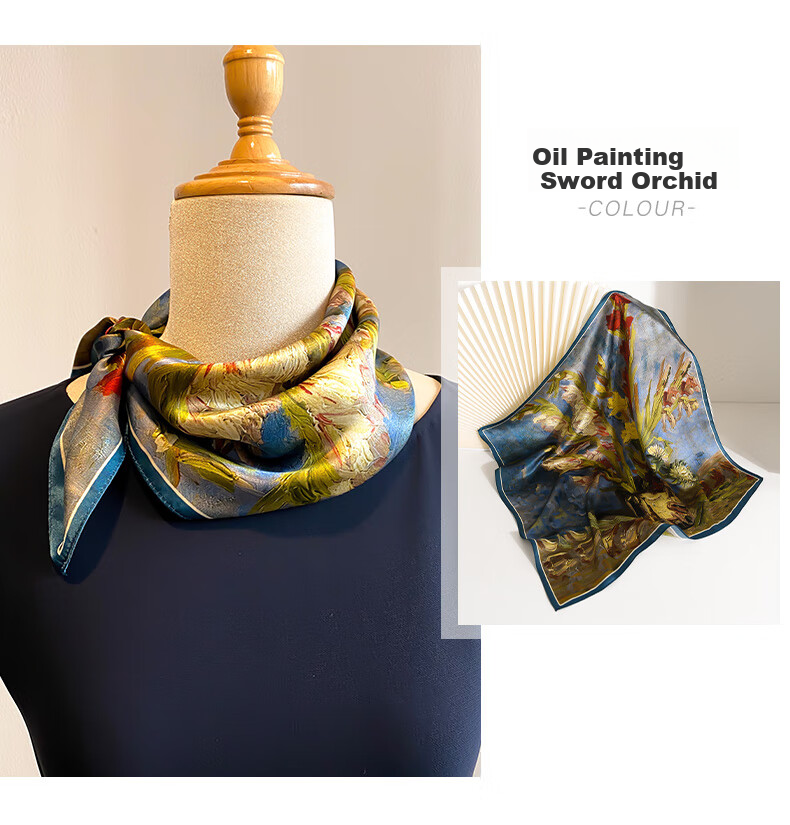 Hangsilu Silk Scarf for Women, Chinese Style Square Scarf, Mulberry Silk, Versatile Outer Wrap, Birthday Gift, Mid-Autumn Festival Present for Mom Or Teacher 18