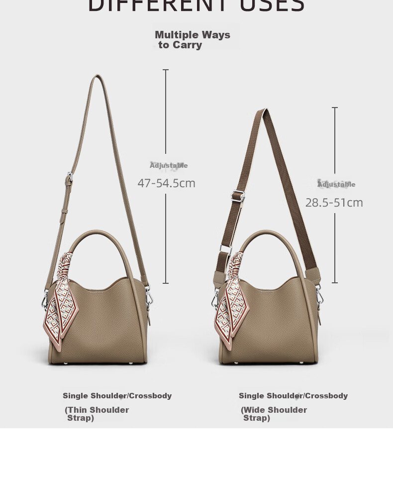Aiqinghai Top-Grain Leather Handbag for Women, Tote Bag, Shoulder Bag, Crossbody Bag, Light Luxury Birthday Mother's Day Gift, Practical Present for Mom 8