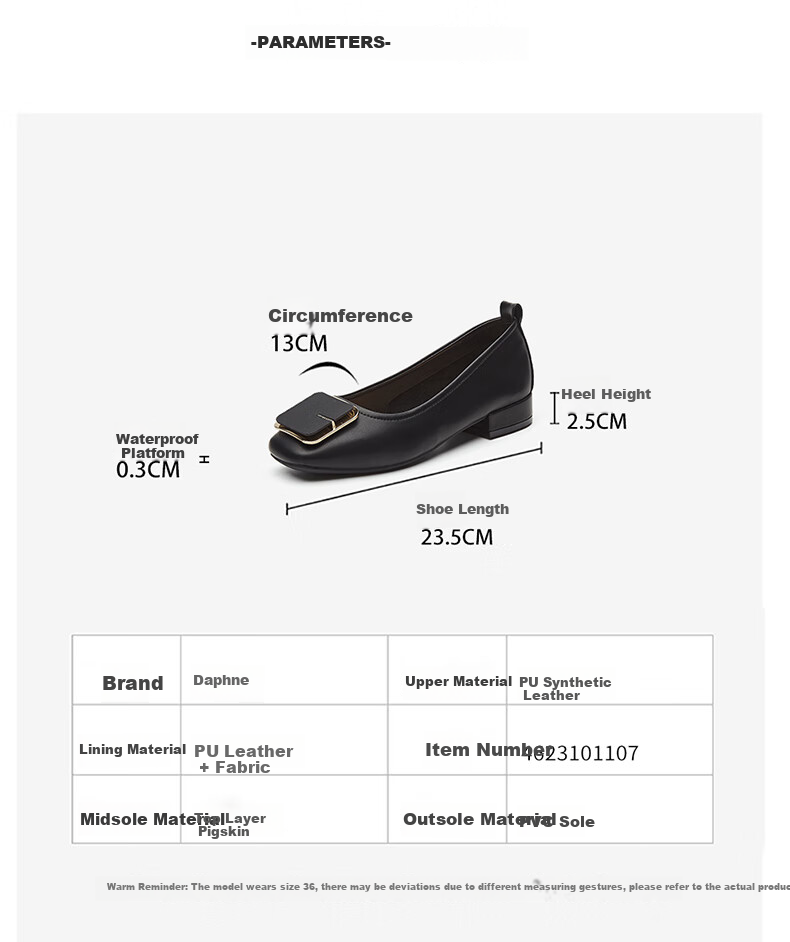 DAPHNE Chunky Heel Elegant Fashion Women's Pumps Versatile Commuter Work Shoes for Women 4623101107 Black Size 34 4