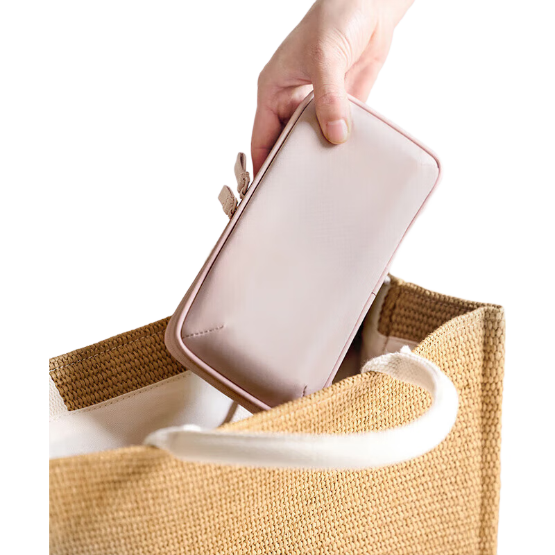 MUJI Polyester Jewelry Bag, M Pink Rice Color