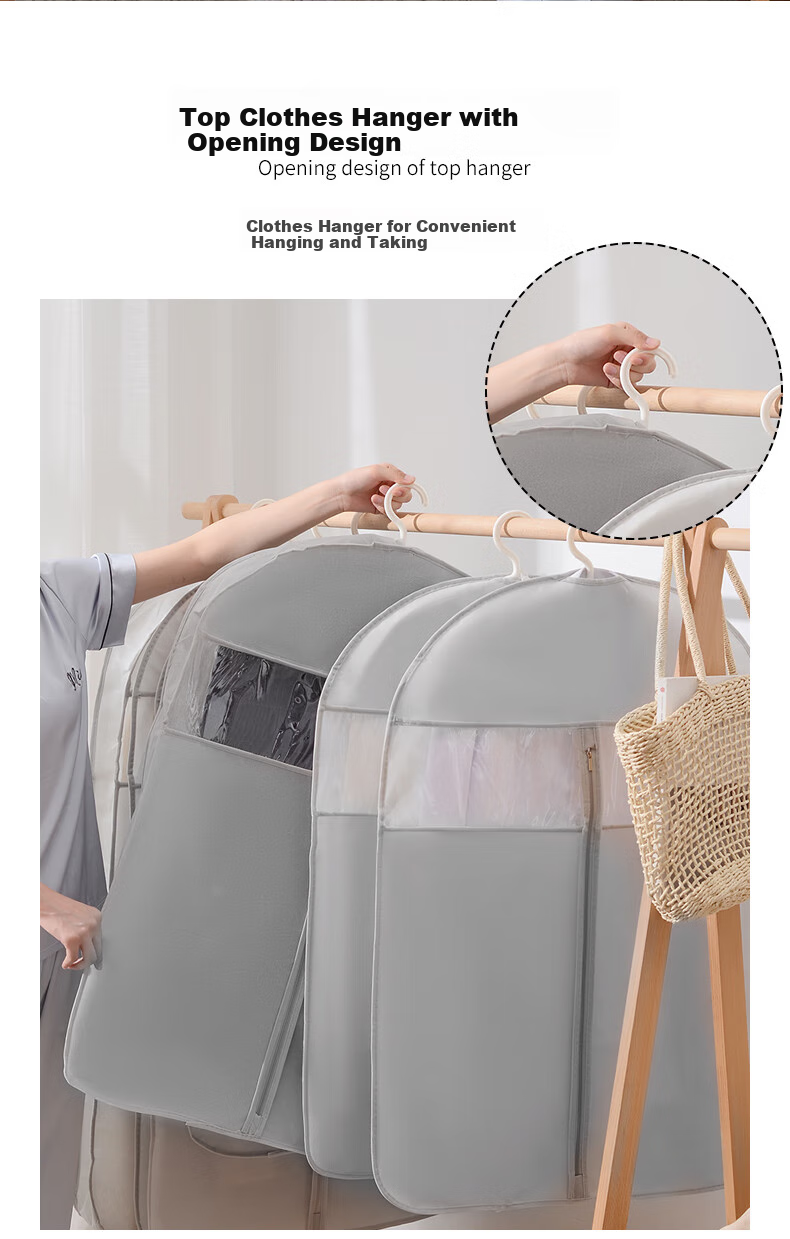 JEKO&JEKO Clothing Dust Cover Set of 10 Pieces for Coats And Down Jackets, Transparent Garment Storage Bags, Hanging Clothes Bags, Gray 8