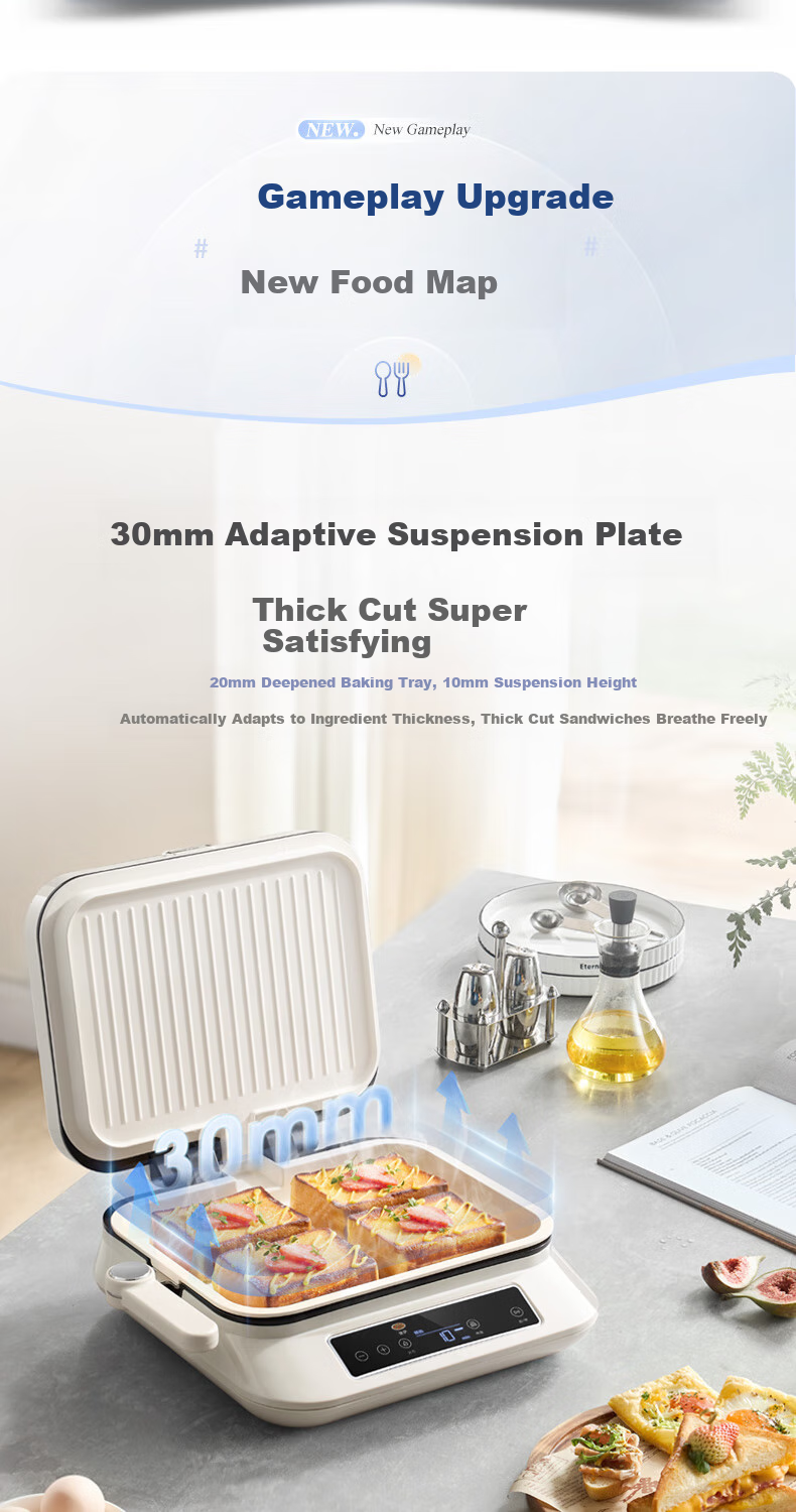 Morphyrichards Electric Griddle, Zero Fluorine Titanium Ceramic Ultra-Wear Resistant Pancake Maker for Home Breakfast, Detachable Upper And Lower Parts, Enlarged And Deepened Double-Sided Heating Electric Crepe Pan, MR8601A 9