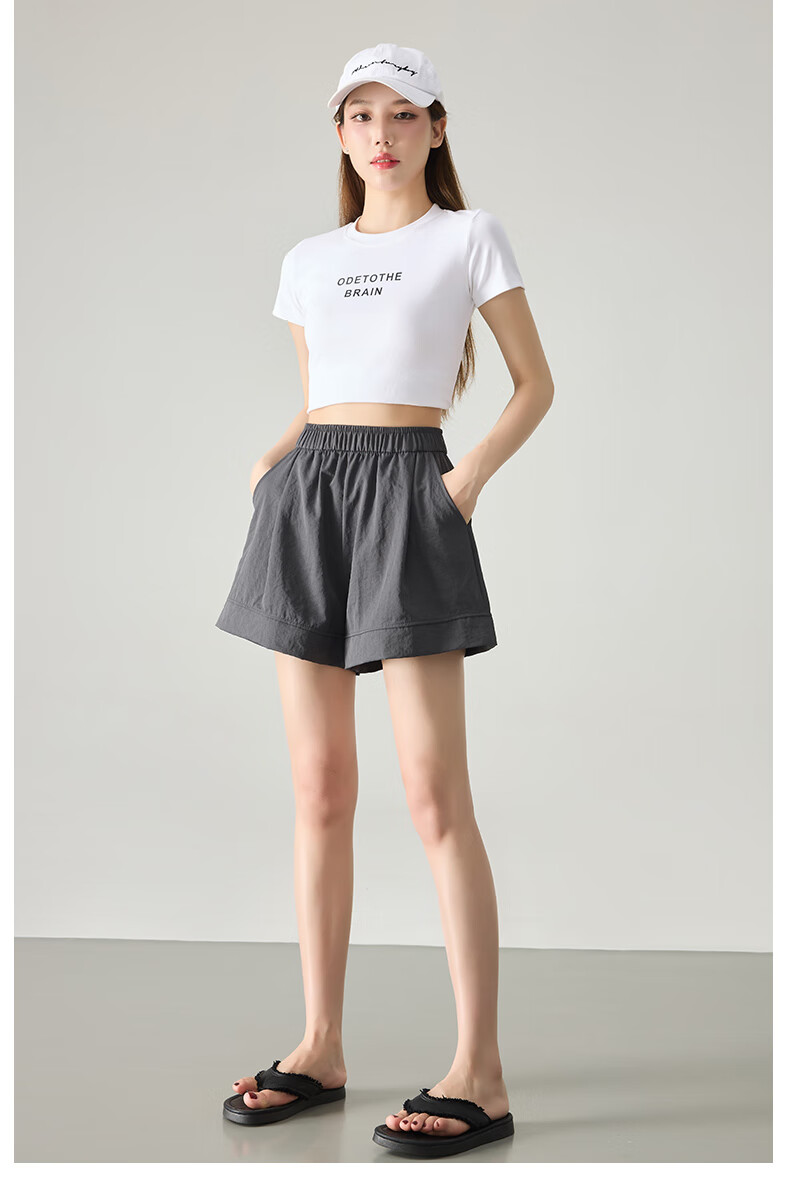 BOPRUIEY Women's Summer 2025 New Loose-Fit Casual Sports Quick-Drying Breathable Thin White Shorts 3