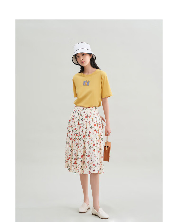 INMAN Women's 2025 Summer Embroidered Comfortable Simple Pullover Loose Fit Cotton Short Sleeve T-Shirt Sakura Pink S 2