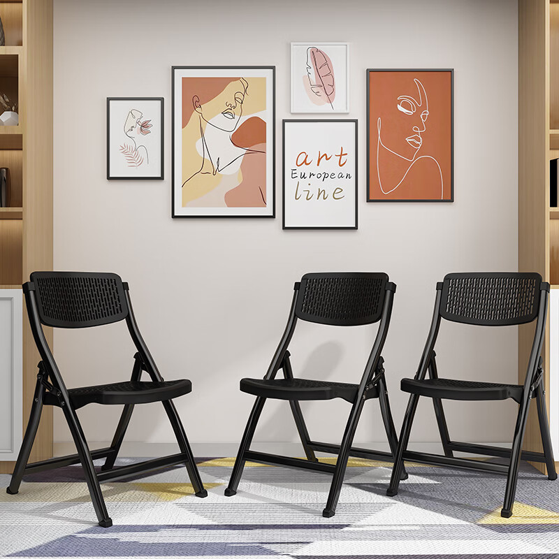 Chibailun Folding Chair, Bedroom Backrest Computer Desk Chair, Long-Sitting Office Chair, Hollow Breathable Conference Chair, Simple Training Chair