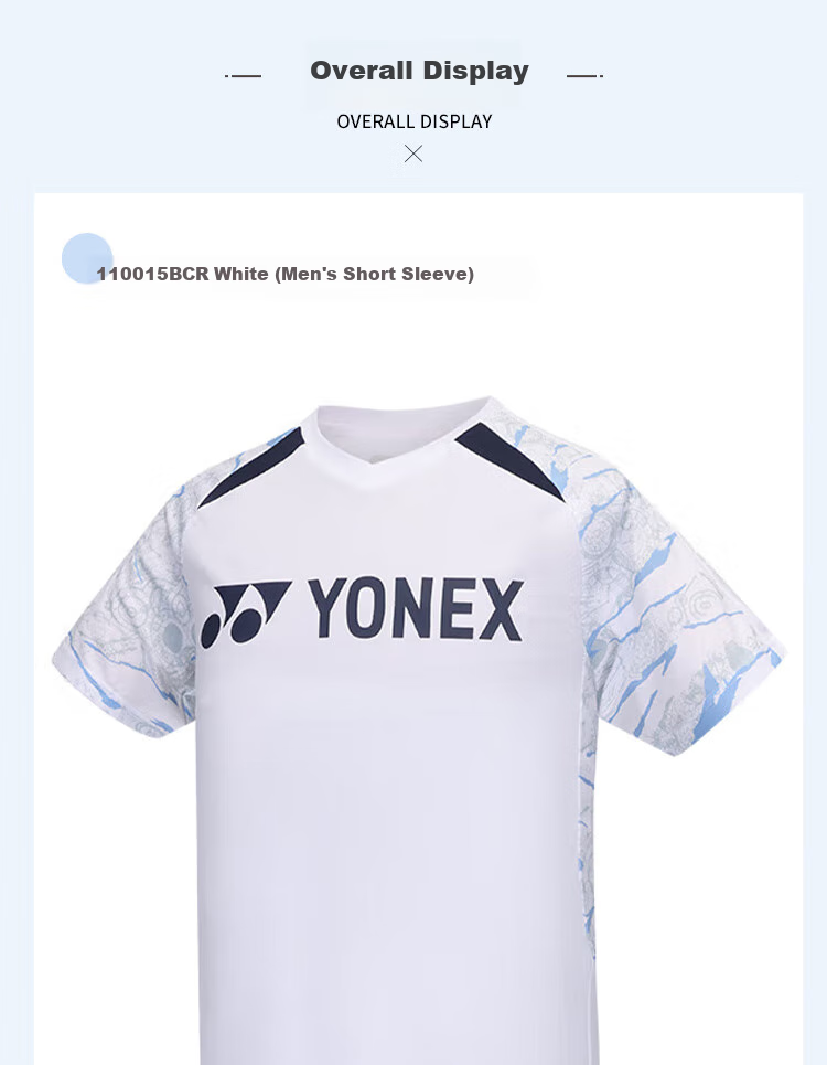 YONEX Badminton Shirt, Competition Training, Sweat-Absorbing And Breathable, Men's Sports T-Shirt, 110015BCR, White, XO 4