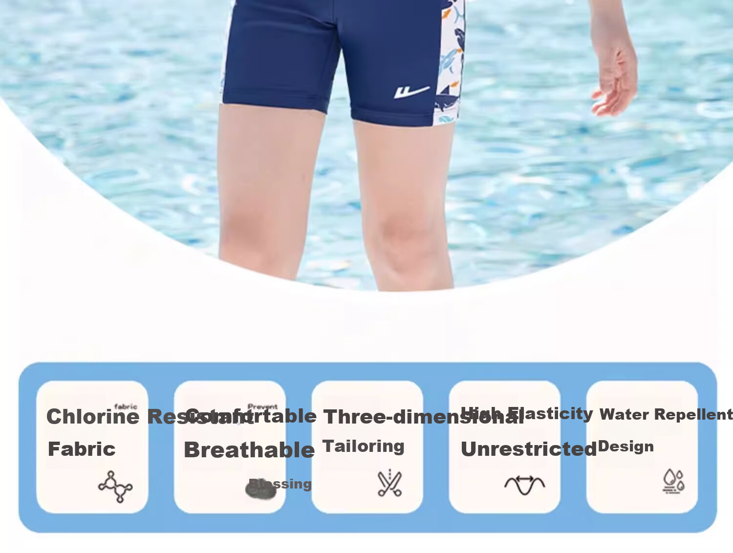 Huili Children's Swimwear, Boys' Two-Piece Swimsuit, Hot Spring Set 34012, Blue, XL 2