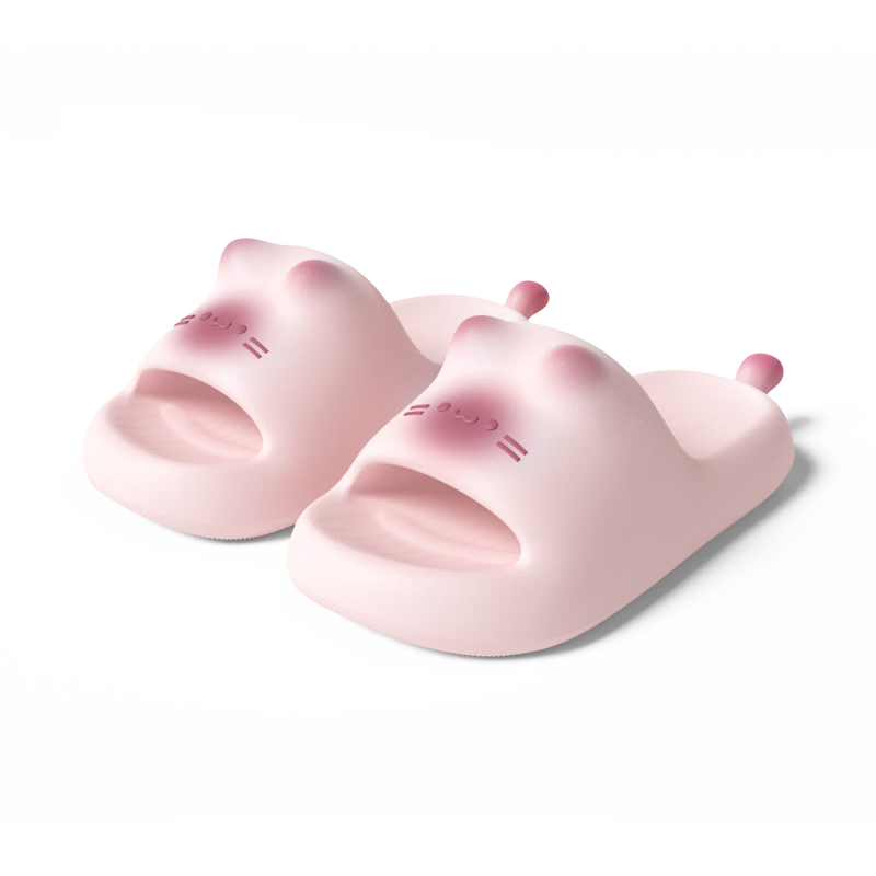 Chikoku Cute Cat Slippers for Women, Summer New Style Indoor Home Thick-Soled Cartoon Outdoor Sandals