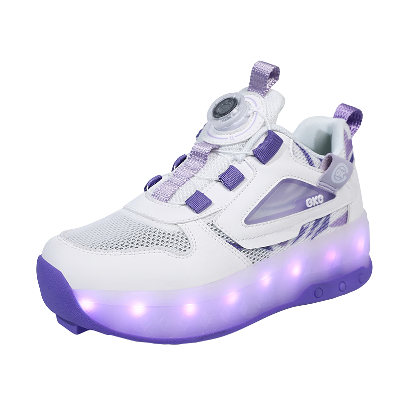 BKG Children's Running Shoes, Summer New Product, Single Mesh, for Boys And Girls Students, Breathable Sports Shoes, ZYQ24311-B16, White And Purple, Size 36