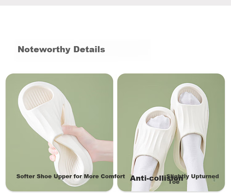 MINISO Slippers for Men And Women, Home Couple Comfortable Bathroom Non-Slip Odor-Resistant All-Season Slippers, Pearl White, Size 38-39 12