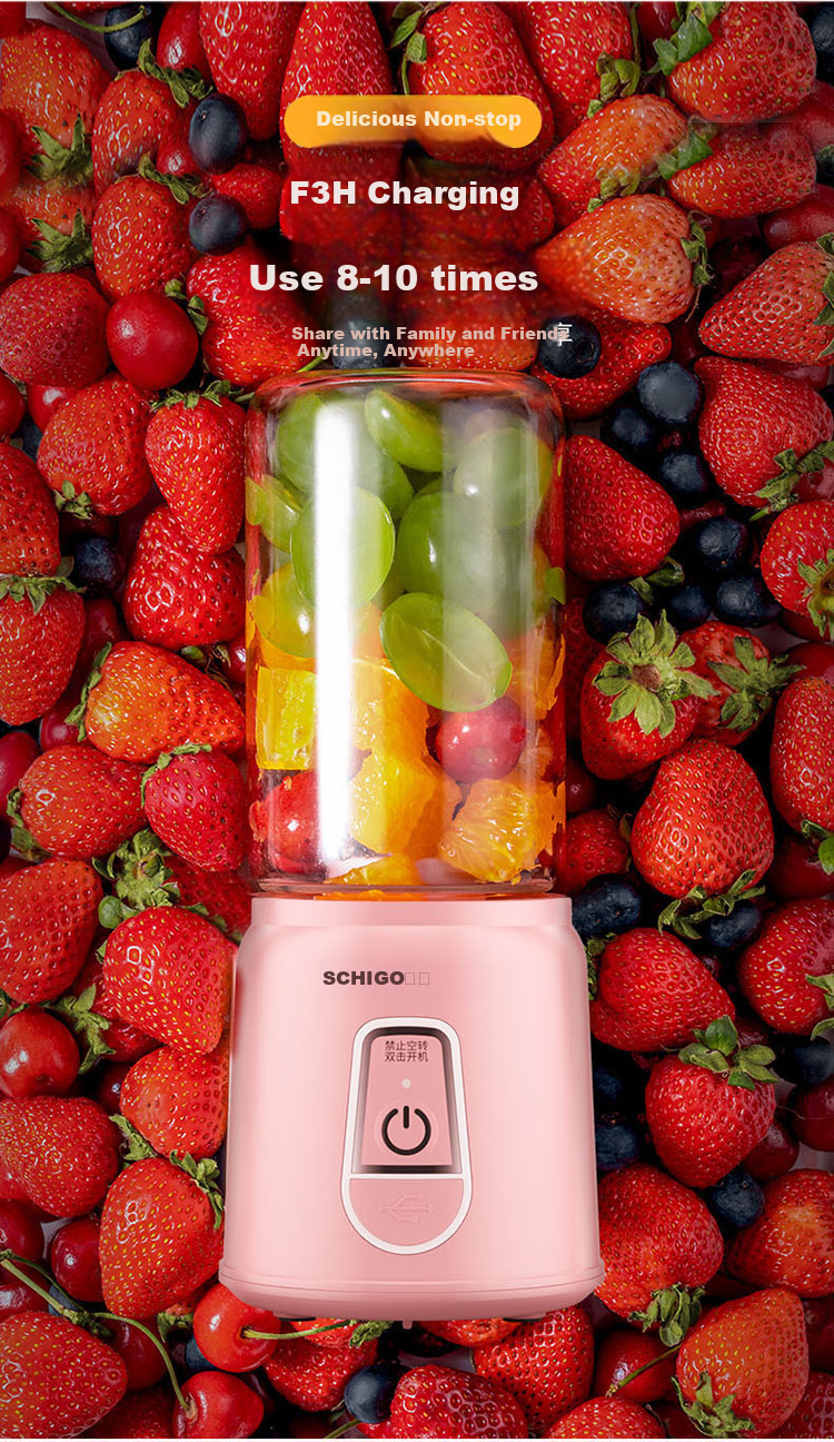 CHIGO Portable Household Juicer Wireless Charging Juice Blender Outdoor Travel Cup 1L Small Ice Crushing Fruit Juicer Birthday Gift M01 7