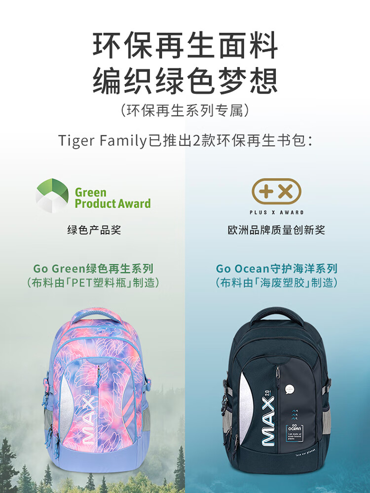 TigerFamily Tiger Backpack for Primary School Students Grades 3-6, Middle And High School Students, Spine-Protecting And Load-Reducing Backpack for Boys And Girls 3
