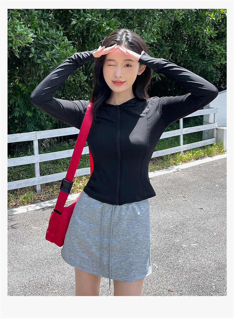 LangSha Slim Fit Sunscreen Jacket for Women Summer New Ice Silk Slimming Outdoor UV Protection Hooded Sports Coat 23