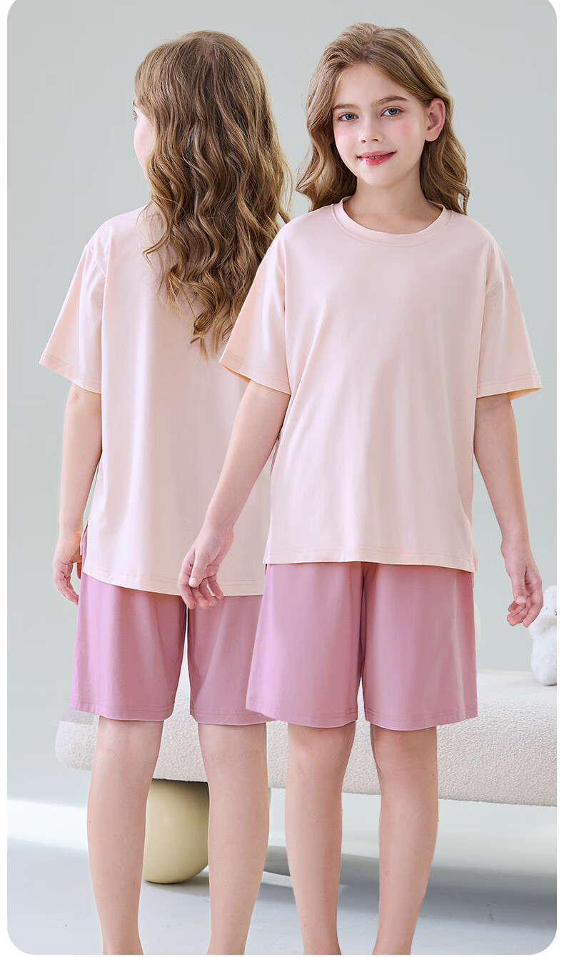 MiiOW Modal Children's Pajamas Loungewear for Boys And Girls Summer Sleepwear Pink Purple 150cm 13