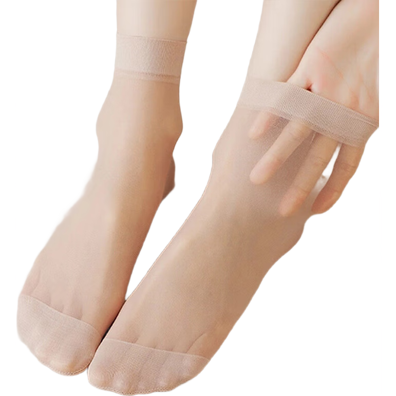 LangSha Silk Stockings for Women, Short Crystal Silk Socks, Ultra-Thin Flesh-Colored Transparent Wear-Resistant Anti-Snag Mid-Calf Socks, Women's 20 Pairs Set