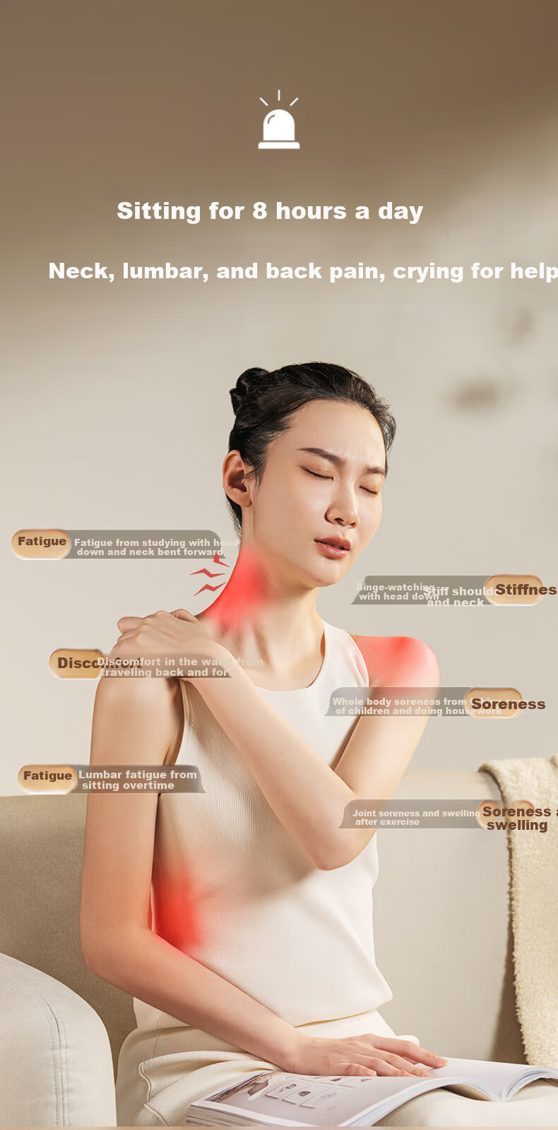 AUX Cervical Massager 4332 (Rechargeable Gift Box Set), Back And Neck Massage Device Pillow, Shoulder And Neck Pain Relief Tool, Mid-Autumn Festival Gift 4