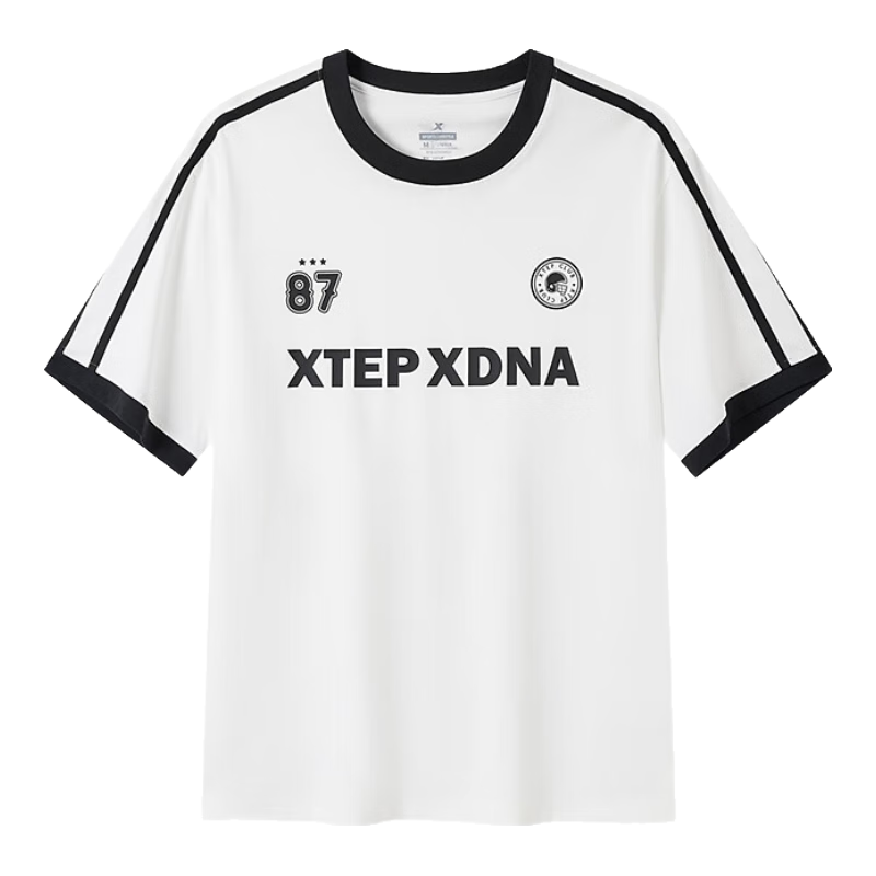 XTEP Cotton T-Shirt Unisex Summer Ice Silk American Retro Casual Versatile Sports Short Sleeve