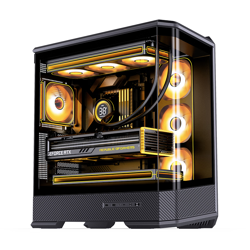 JONSBO D400 Black ATX Panoramic Case (Without Pillar Curved Glass, Dual 360mm Radiator Support, ATX PSU, 10 Fan Positions, Type-C Gen2 10Gbps+)