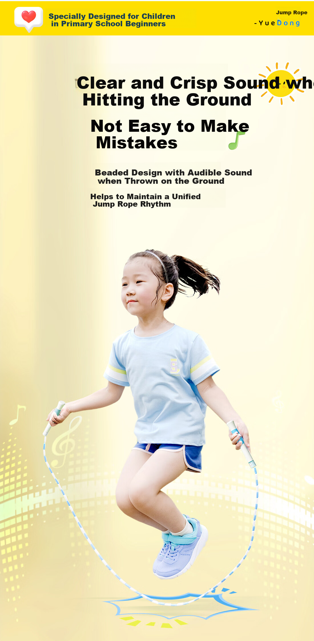 Yuedong Jump Rope for Children, Elementary School Students, First Grade, No-Tie Professional Kindergarten Senior Class Beginner Rope 8