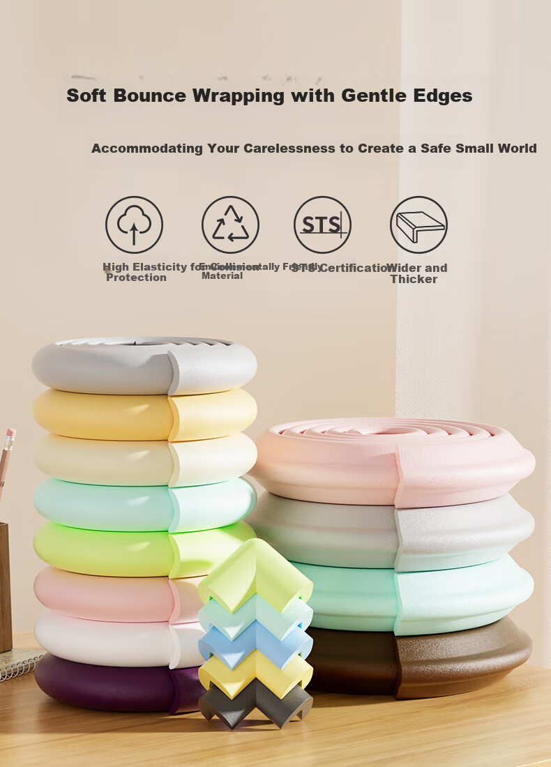 BEIDELI Anti-Collision Strip, Baby Table And Cabinet Corner Protection Bumper, No Glue Required, Widened And Thickened L-Shaped Wood Color, 4 Meters 1