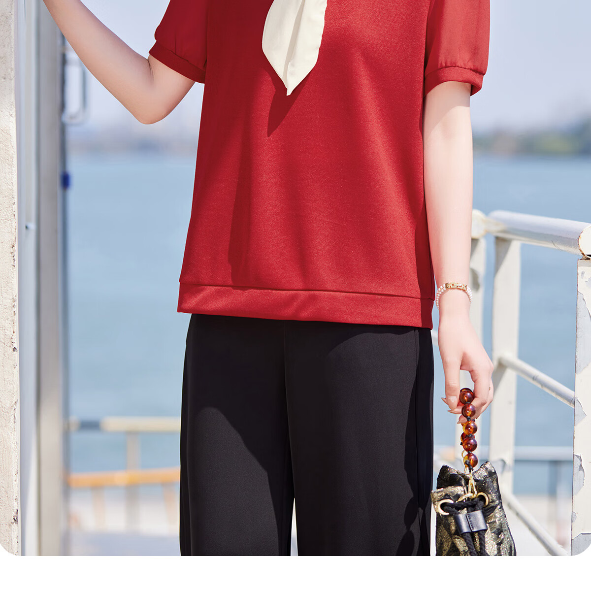 Yuzhaolin Xipo Po Knitted T-Shirt Summer Middle-aged and Elderly Women's Mom Short Sleeve Top Y52T169 15