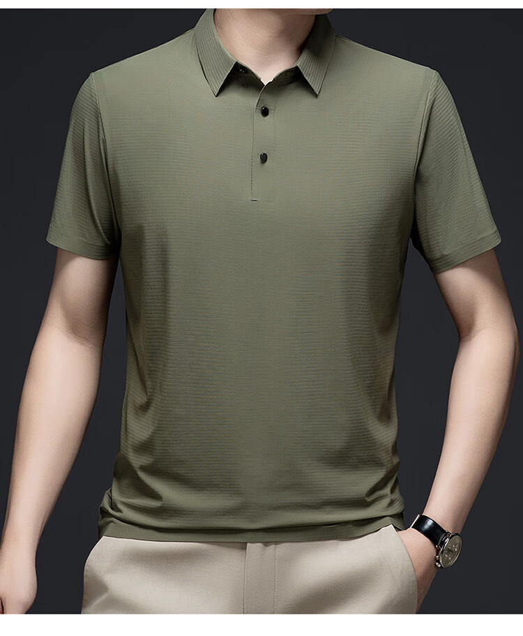 LangSha Polo Shirt for Men, Summer Sports T-Shirt, Loose-Fitting Cool Ice Silk Collar, Short Sleeve Fitness Running Father's Day Gift 32