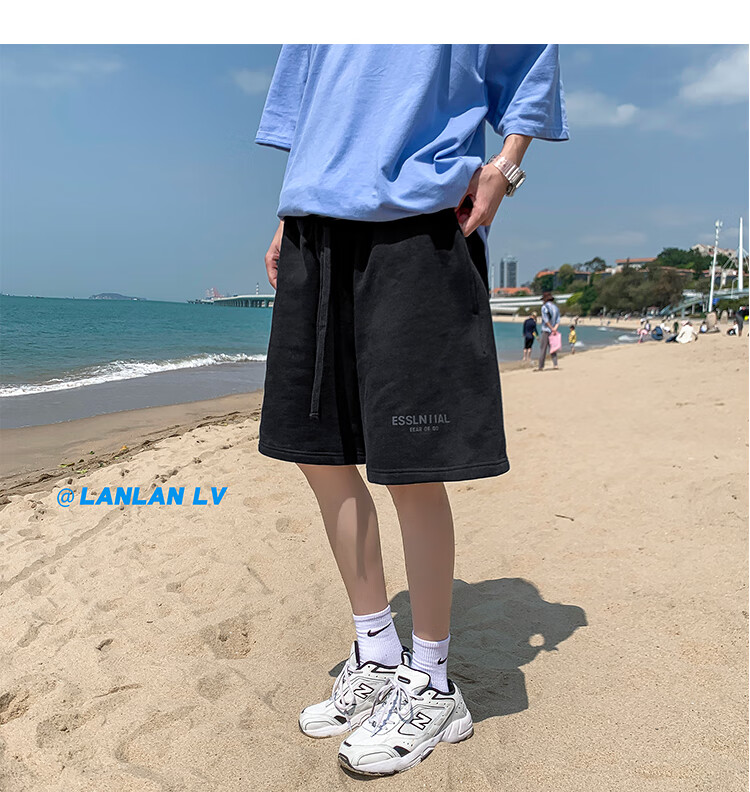 IZEXX Casual Shorts for Men, Summer Lightweight American High Street Loose Fit Sports Beach Shorts, Versatile IZ67 Gray M 2
