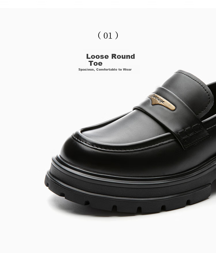 Dusto Thick-Soled Loafers for Women, 2026 New Spring Collection, British Style Versatile Black Leather Shoes, Commuter Flats 10