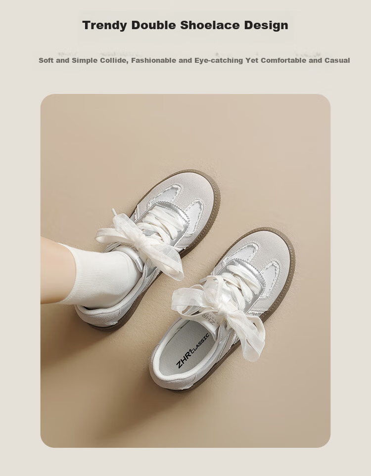 ZHR Dexun Women's Lace-Trimmed Thick-Soled Heightening Casual Shoes, Versatile Sports Shoes for Women, KS63, Silver, Size 40 3