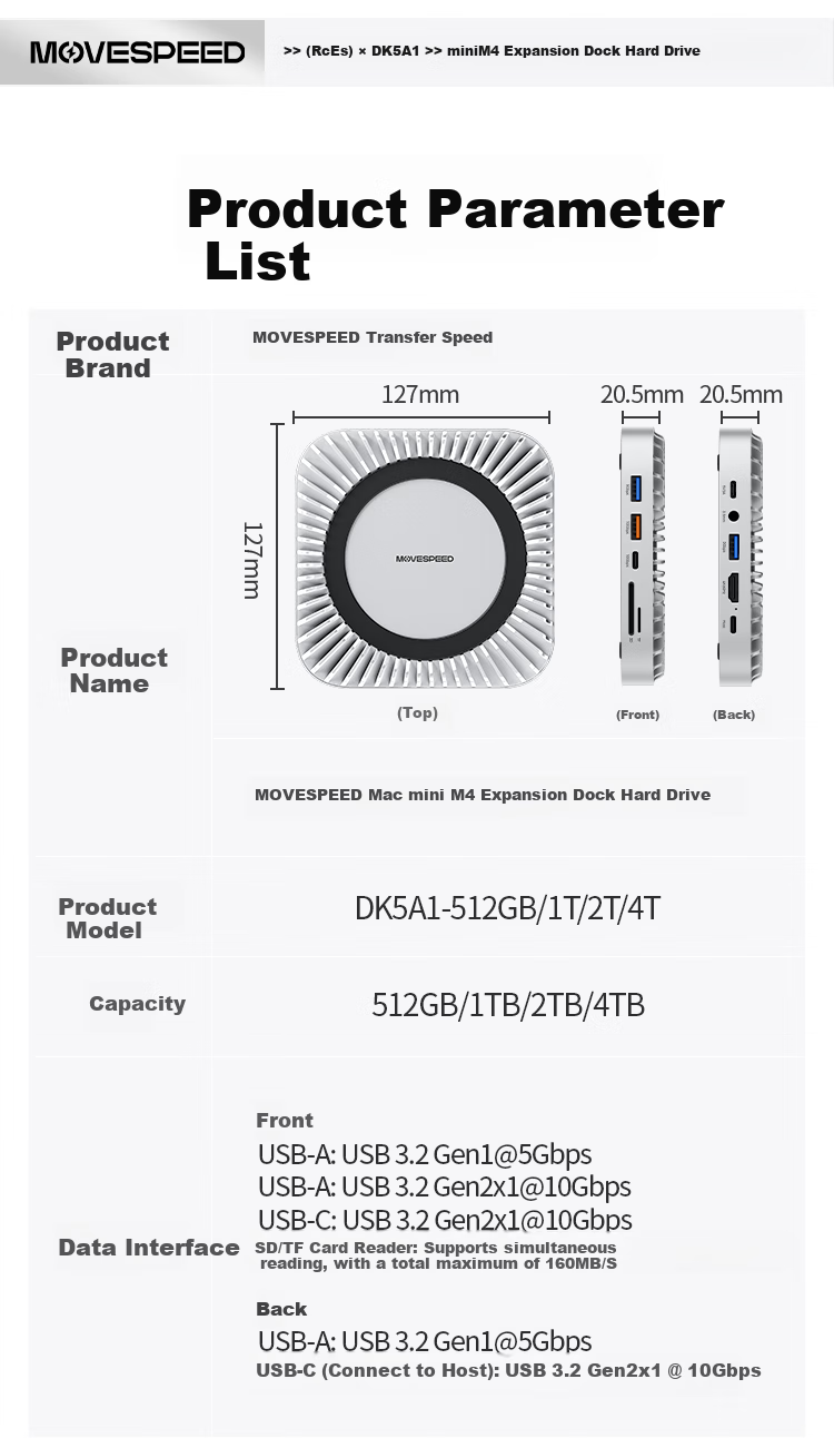 MOVE SPEED 2TB Portable Solid State Drive (PSSD), Compatible with Macmini M4 Expansion Dock Hard Drive, SSD Portable Hard Drive, Expansion Dock, Openclaw Dragon Robot 11