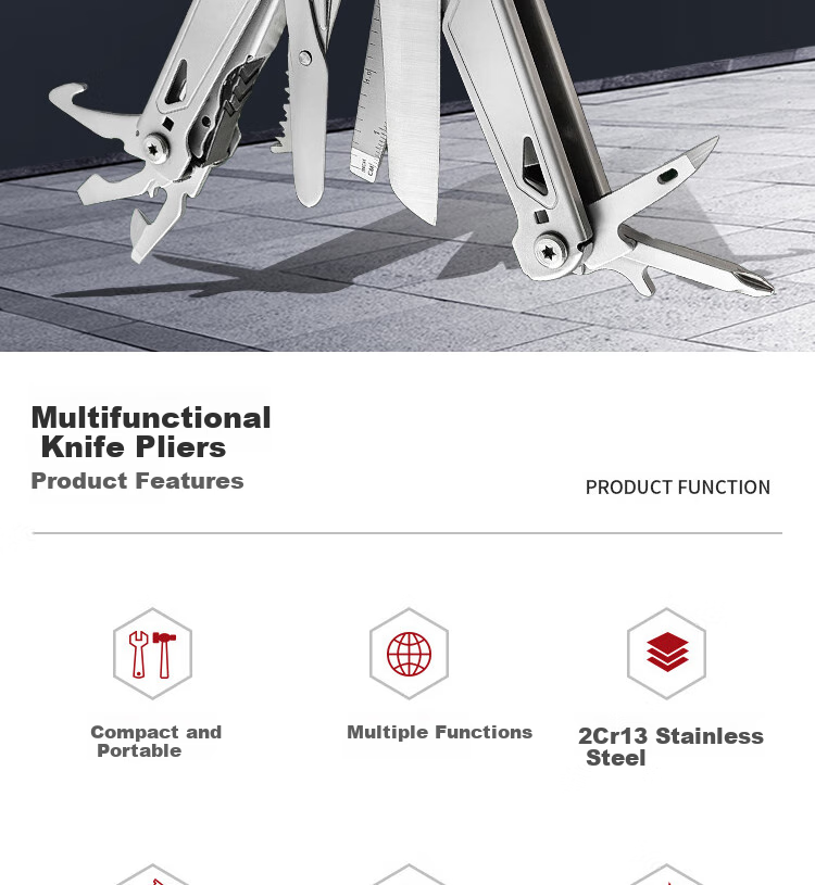 GEDUN Multi-Functional Tool Pliers, Folding Pliers, Portable Survival Knife, Outdoor Emergency Rescue Tools, Tactical Pliers, Wrench, Scissors 3