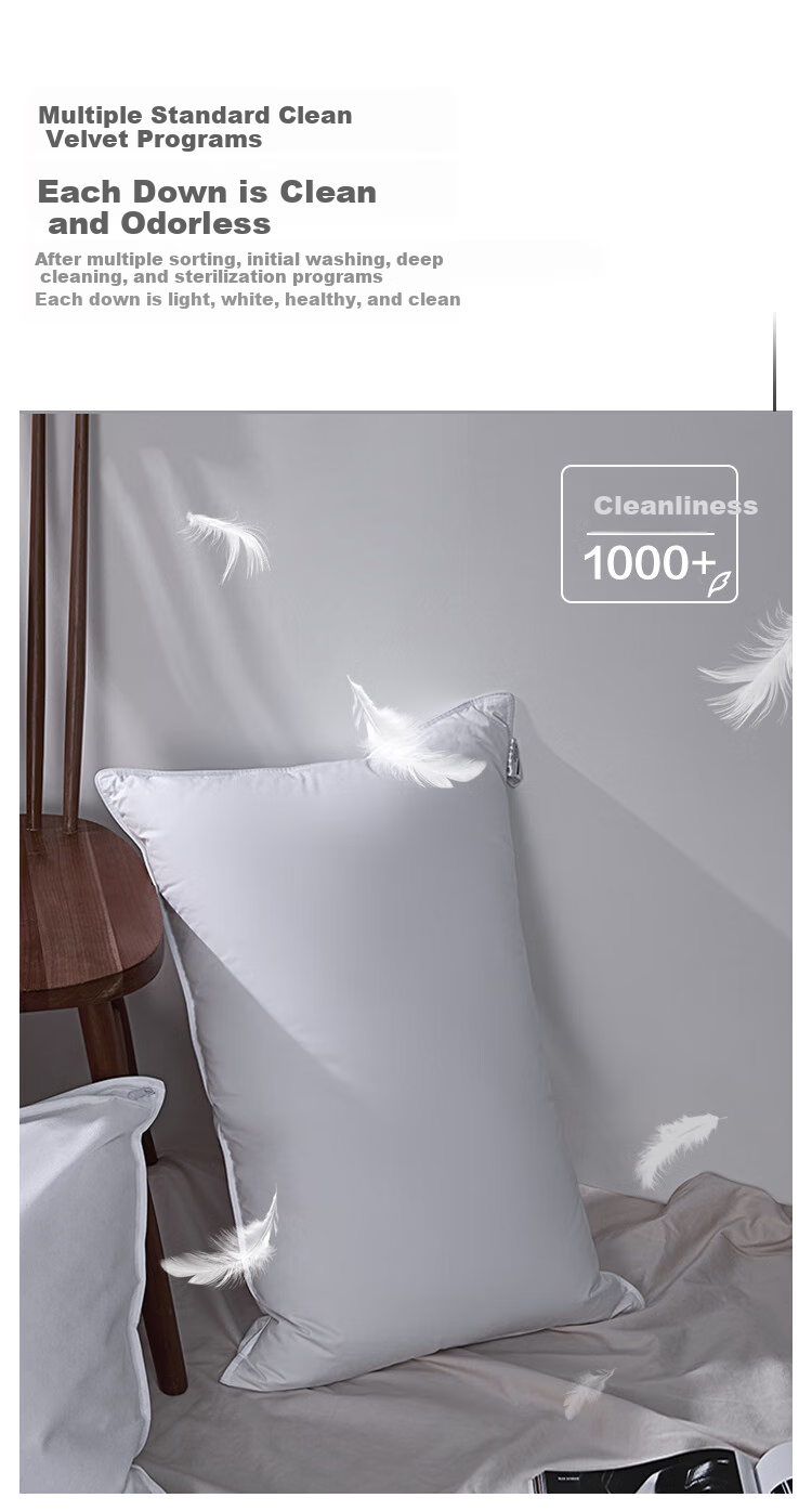 Sinuoman Antibacterial 95% White Goose down Pillow, Five-Star Hotel 100-Thread Count Pure Cotton Three-Layer Neck Support Pillow Core, 74*48cm 8