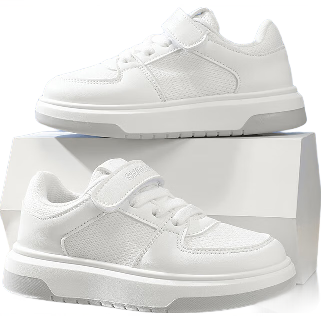 SNOOPY Children's Shoes, Kids' Sneakers, Student Skateboard Shoes, Boys And Girls School White Shoes, 0583 White Mesh, Size 29