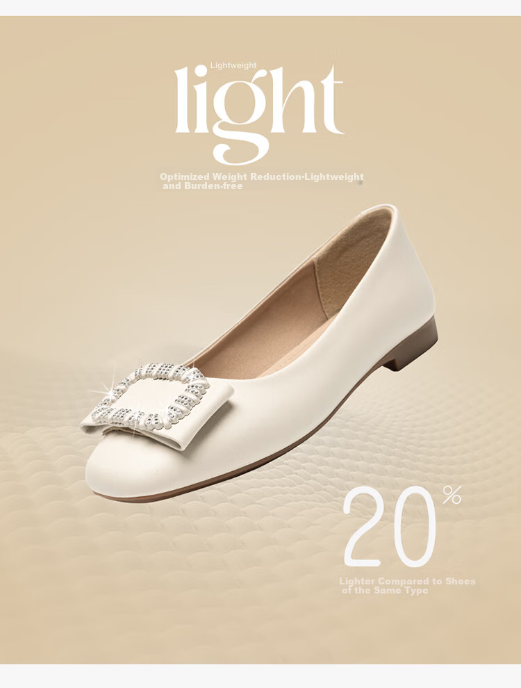 ZHR Women's Single Shoes, Commuter Style Soft Upper Flat Boat Shoes, Slip-On Leather Shoes for Women, 2026 New AH613 Beige Size 38 8