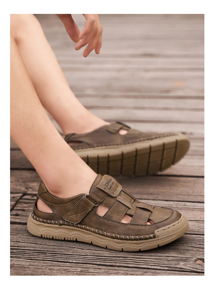 Bull Family Summer New Men's Hollow Breathable Sandals Outdoor Casual Water-Resistant Creek Shoes 9