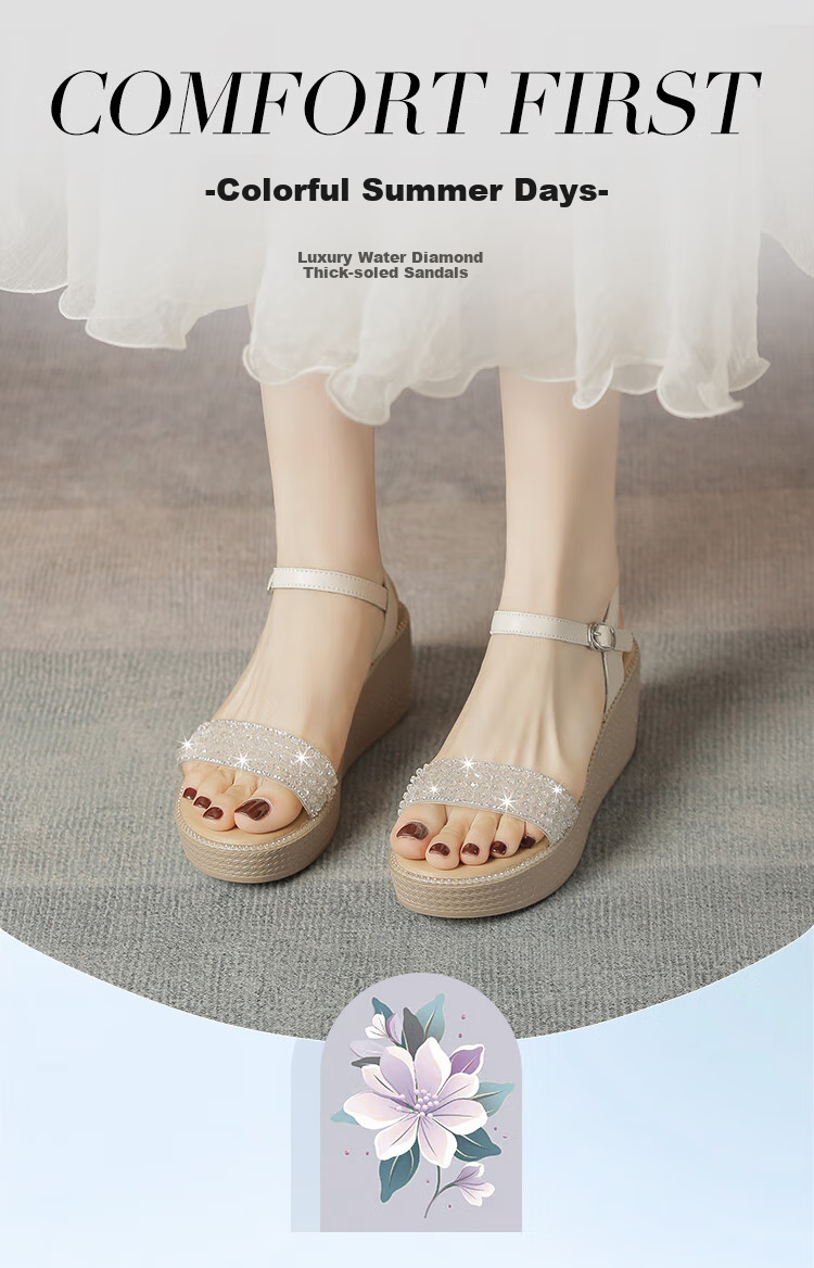 ZHR Women's Sandals, Summer Height-Increasing Soft-Soled Wedge Sandals, Comfortable Buckle Strap Women's Shoes, M582, Beige, Size 37 1