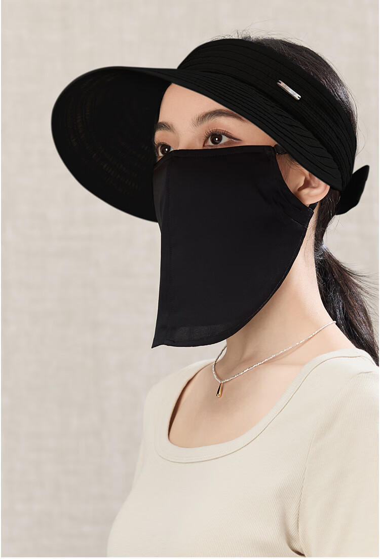 JIUMU Linen Sun Protection Hat for Women, Sunshade Cap, Open-Top Cooling Hat, Summer Mountaineering Face-Covering UV Protection Hat 12
