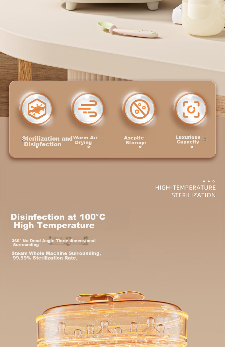 Iicobear Baby Sterilizer Cabinet with Drying Function, Multi-Functional Steam Integrated Sterilizer for Baby Bottles And Other Items 2