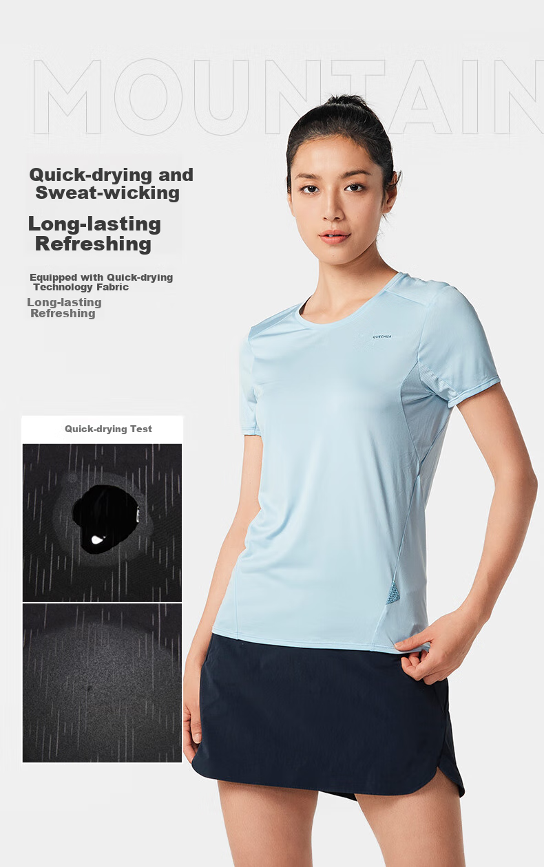 DECATHLON Women's Quick-Dry Sports Outdoor Shirt for Fitness And Running, QUMM Model - Light Purple, Size L - 2497698 2