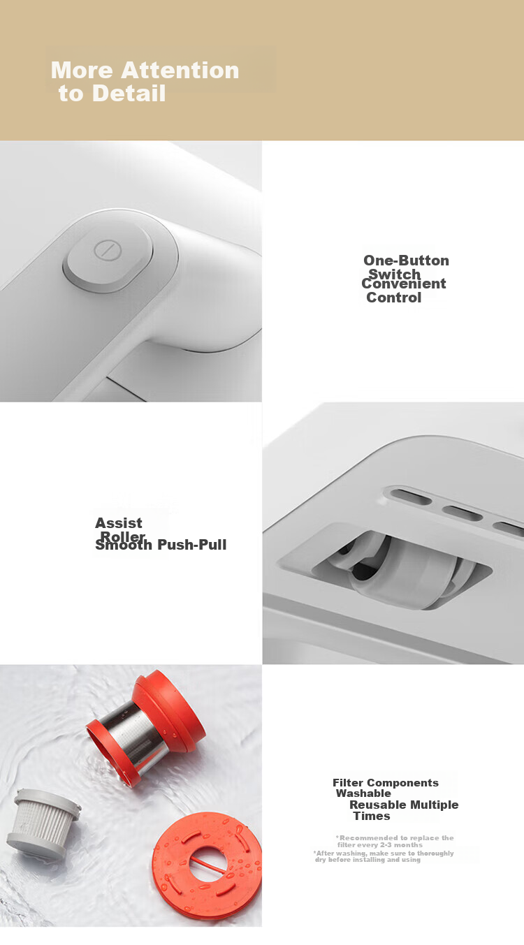 Xiaomi Mijia Dust Mite Remover 2, Handheld Household Mite Eliminator, Bed Mite Removal, Powerful Suction for Deep Cleaning, Visible Dust Cup, Hot Air Dehumidification, MJCMY02DY 7
